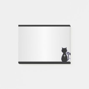 Elegante schwarze Katzensilhouette Post-it Klebezettel
