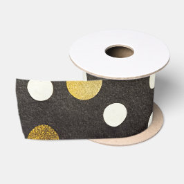 Elegante schwarze klassische Polka Dots und Metall Satinband