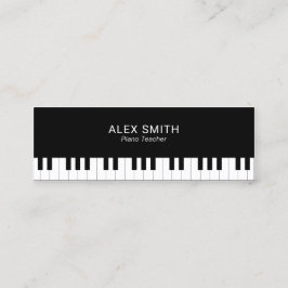 Elegante schwarze Klavier-Lehrer-Visitenkarte Mini Visitenkarte