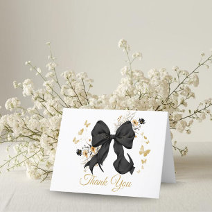 Elegante schwarze Koketten-Schleife Danke-Karte Dankeskarte