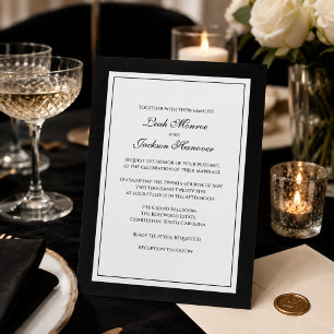 Elegante Schwarze Krawatte Einladung zur Hochzeit