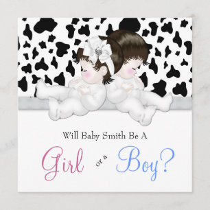 Elegante Schwarze Kuh Print Gender Reveal Dusche Einladung