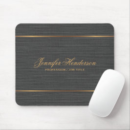 Elegante schwarze Leinenstoff Goldrahmen professio Mousepad