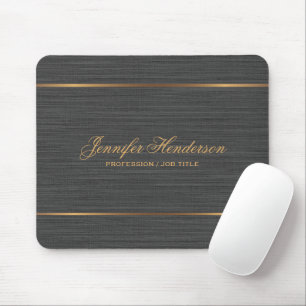 Elegante schwarze Leinenstoff Goldrahmen professio Mousepad