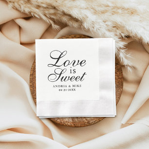 Elegante schwarze Liebe ist süße Hochzeit Serviette