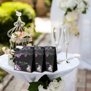 Elegante schwarze lila gotische florale Totenkopf- Geschenkschachtel