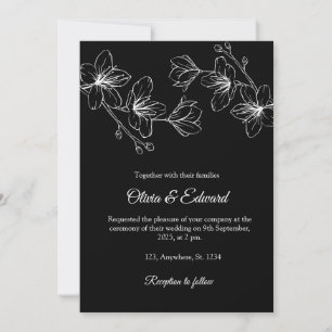 Elegante Schwarze Linie Kunst, Dichtung und Musik Einladung