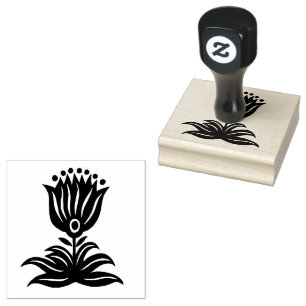 Elegante schwarze Linientulpe Gummistempel