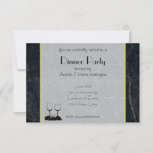 Elegante Schwarze Marmor-Dinnerparty Einladung