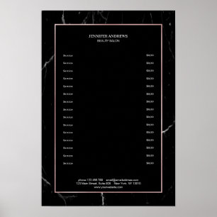 Elegante schwarze Marmor‑Ros Poster