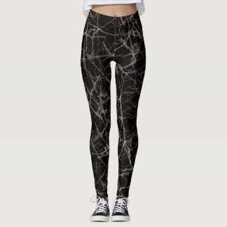 Elegante schwarze Marmor- und Steintextur mit mela Leggings