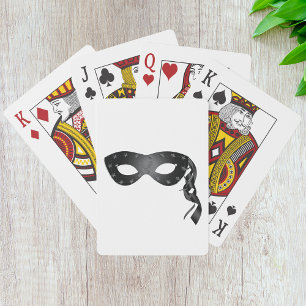 Elegante schwarze Maske für einen Maskenball mit f Spielkarten