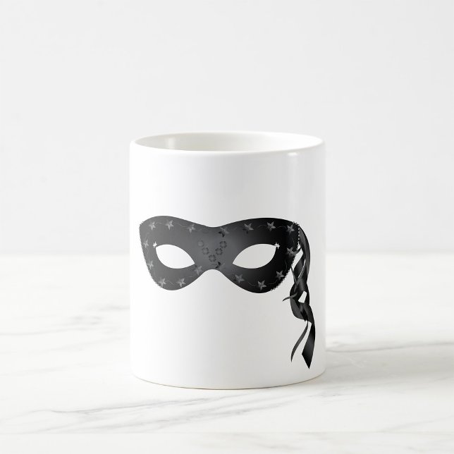 Elegante Schwarze Maskerade Maskerade mit Blumensp Kaffeetasse (Von Creator hochgeladen)