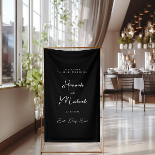 Elegante, schwarze, minimale Hochzeit Banner