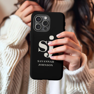 Elegante schwarze Monogrammanfänge  iPhone 13 Pro Max Hülle