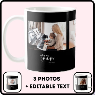 Elegante schwarze Mutter Established-Bow-Anzeige m Kaffeetasse