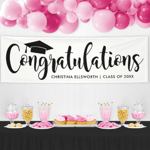Elegante schwarze Mütze Gratuliere Absolvent Banner