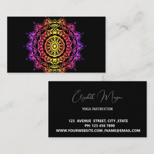 Elegante schwarze Obre Mandala Yoga Visitenkarte