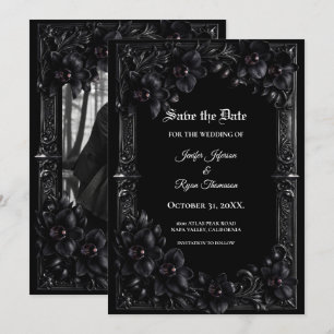 Elegante schwarze Orchidee-Gotische Hochzeit - Ret Ankündigung