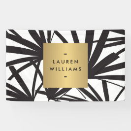 Elegante schwarze Palm Fronds mit Gold-Namplate-Lo Banner