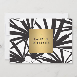 Elegante schwarze Palm Fronten mit Goldnamennoteca Mitteilungskarte