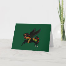 Elegante schwarze Pegasus-Weihnachtskarte im Vinta
