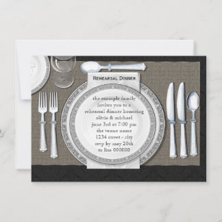 Elegante schwarze Proben-Abendessen-Einladungen Einladung