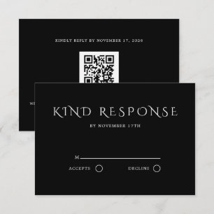 Elegante schwarze QR-Code-Hochzeit RSVP Karte