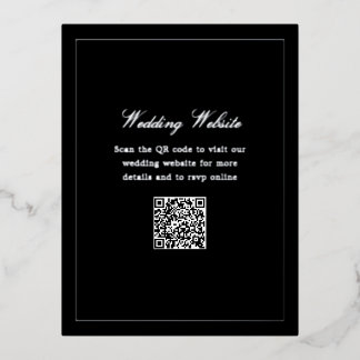 Elegante schwarze QR-Code-Hochzeitswebsite mit Sil Folien Feiertagspostkarte