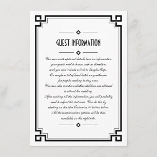Elegante schwarze Rahmen Art Deco Hochzeit Einlege Begleitkarte