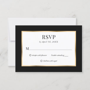 Elegante Schwarze Rahmen Hochzeit RSVP Karte