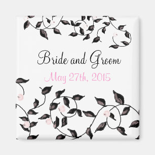 Elegante schwarze Reben zur Hochzeitseinladung Magnet