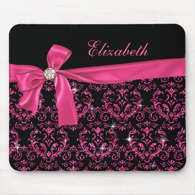 Elegante schwarze rosa mousepad (Vorne)