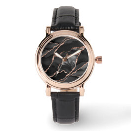 Elegante Schwarze Rose Armbanduhr