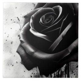 Elegante Schwarze Rose Fliese