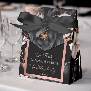Elegante Schwarze Rose Gold Geburtstagsfavoriten Geschenkschachtel
