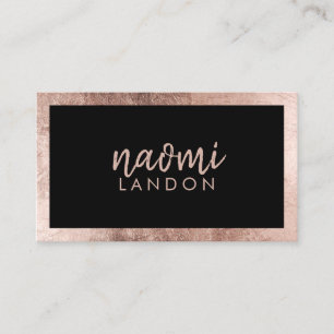 Elegante Schwarze Rose Gold Moderne Quadrat minima Visitenkarte