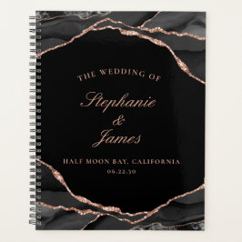 Elegante Schwarze Rose Goldene Foil Agate Foto Hoc Planer