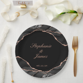 Elegante Schwarze Rose Pappteller