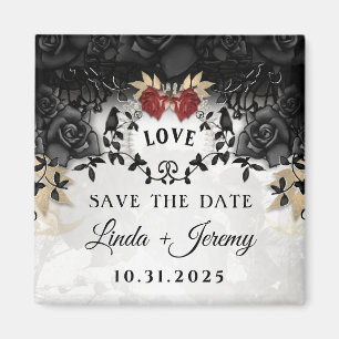 Elegante Schwarze Rose Ravens Halloween Hochzeit Magnet