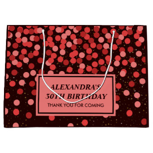 Elegante schwarze rote Konfetti-Geburtstags-Gesche Große Geschenktüte