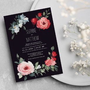 Elegante schwarze rote rosa blaue Rosen romantisch Einladung
