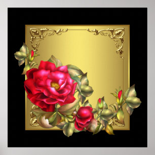Elegante Schwarze Rote Rose Poster