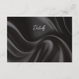 Elegante schwarze Satin-Hochzeits-Details-Karte Begleitkarte