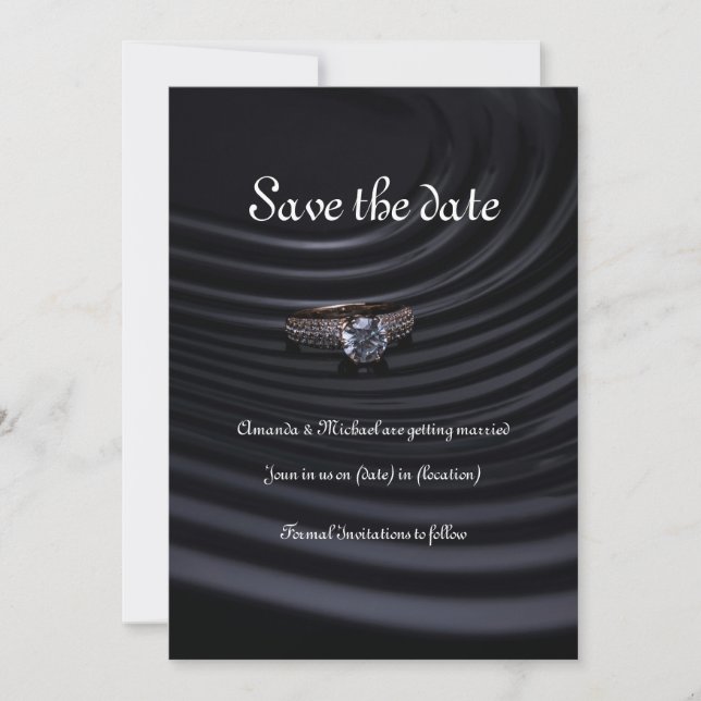 Elegante Schwarze Save the Date Karte (Vorderseite)