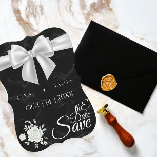 Elegante Schwarze Save the Date Karte
