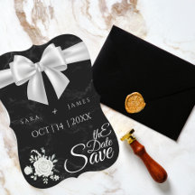 Elegante Schwarze Save the Date Karte