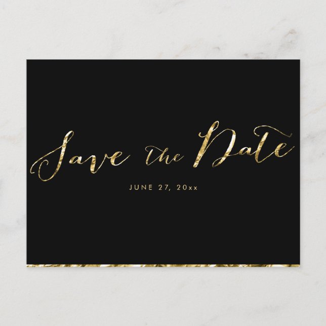 Elegante Schwarze Save the Date Postkarten (Vorderseite)