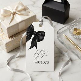 Elegante schwarze Schleife Fifty and Fabulous Geschenkanhänger