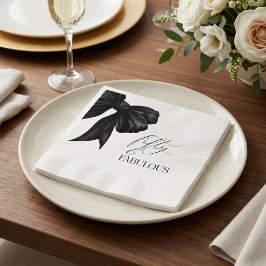 Elegante schwarze Schleife Fifty and Fabulous Serviette
